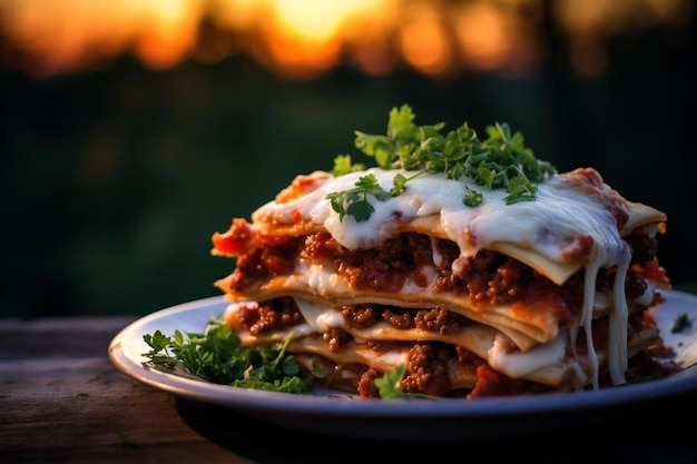 Layers of Lasagna in Soft Evening Light yummy delicious LasagnaRisotto image