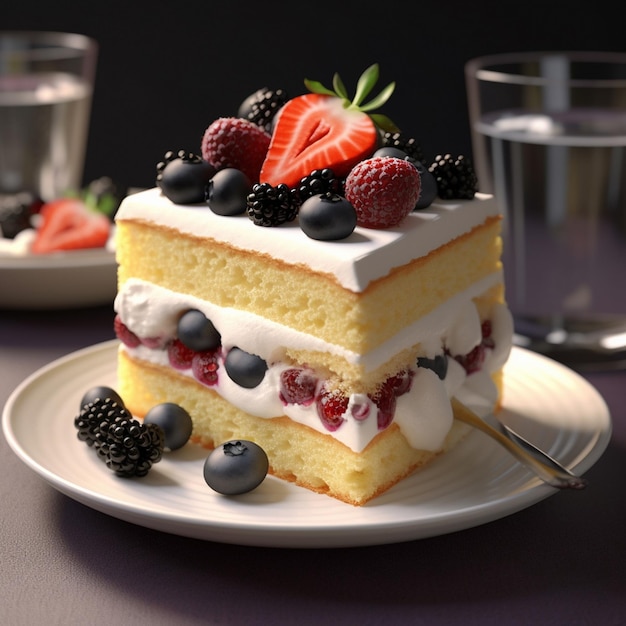 Layers of vanilla sponge cake