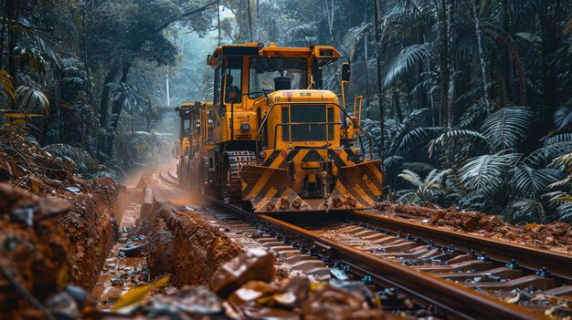 Laying railways in hard to reach places AI generated