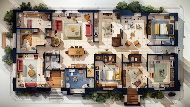 Layout house with designated functional areas and convenient arrangement Copy space Generative AI