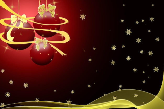 The layout of the postcard is Christmas balls on a dark red background.