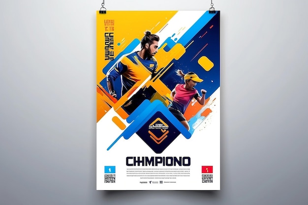 Photo layout poster template design for sport event tournament or championship