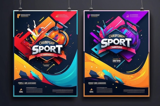 Photo layout poster template design for sport event tournament or championship