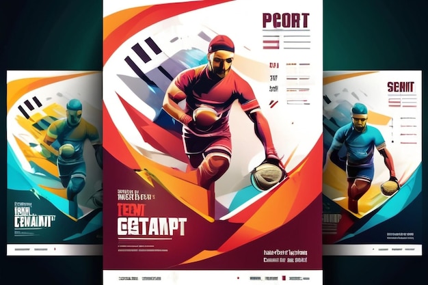 Photo layout poster template design for sport event tournament or championship