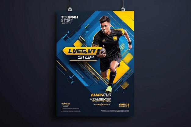 Photo layout poster template design for sport event tournament or championship