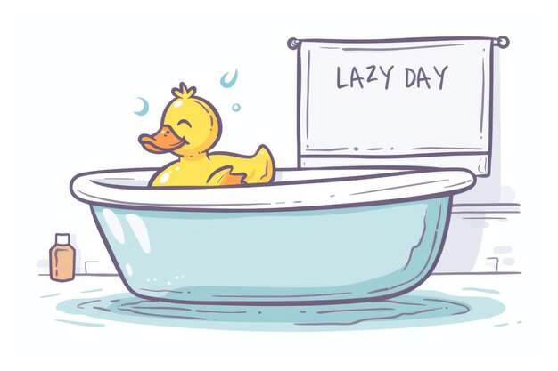 Photo lazy day with rubber duck friend