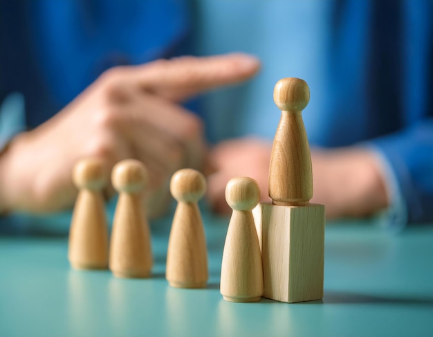 Photo leadership featuring symbols like a guiding figure team collaboration and strategic planning representing management direction and influence