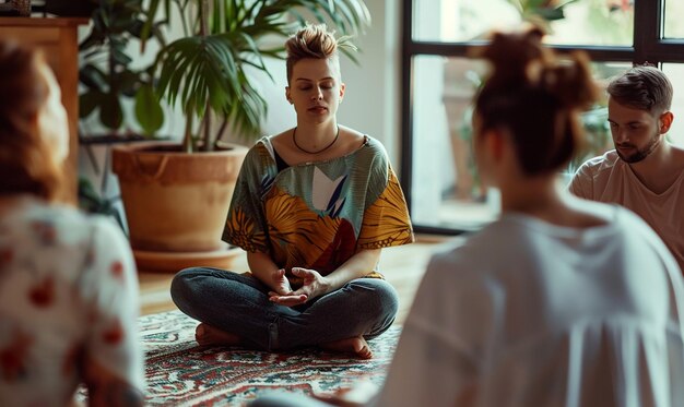 Photo leading a mindfulness session promoting emotional health