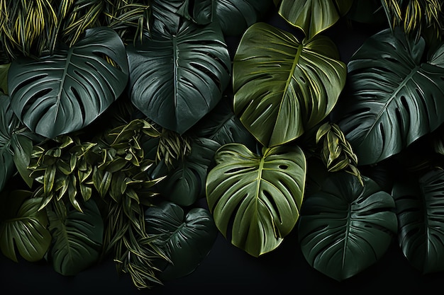 leaf background plant monstera nature tropical green palm texture foliage isolated