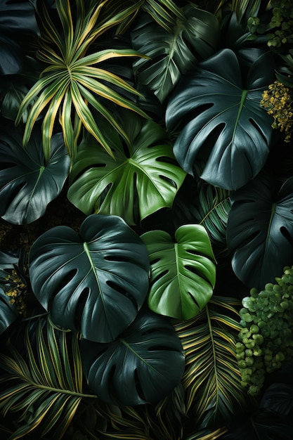 leaf background plant monstera nature tropical green palm texture foliage isolated