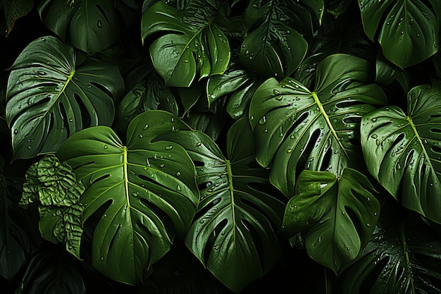 leaf background plant monstera nature tropical green palm texture foliage isolated