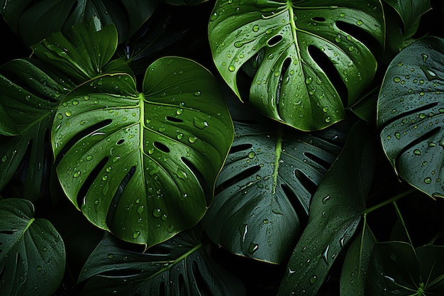 leaf background plant monstera nature tropical green palm texture foliage isolated