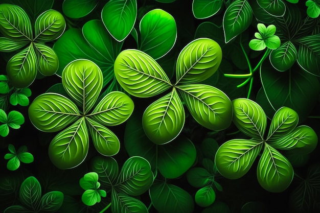 Leaf clover green background. Patrick's Day