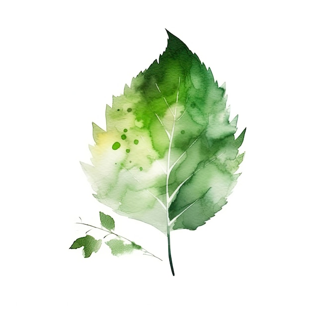 Leaf green minimalism watercolor on white background generate ai