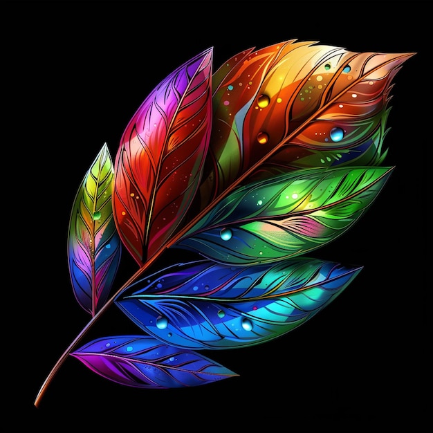 leaf illustration with bright colors isolated on background