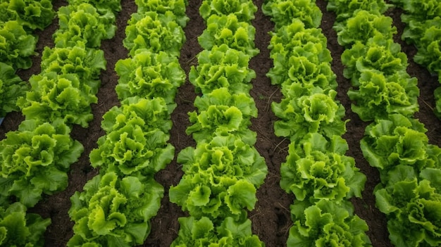 leaf lettuce field Top down view