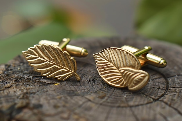 Leaf motif cufflinks for a natureinspired touch