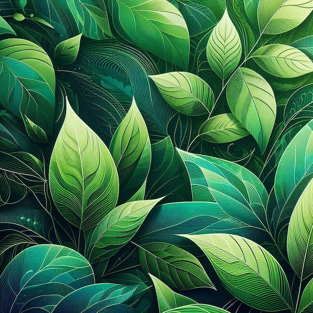 Leaf nature backgrounds pattern illustration plant backdrop design abstract a vibrant green nature wallpaper illustration