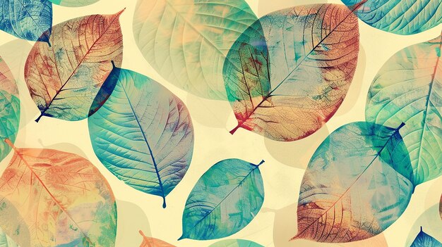 leaf seamless pattern watercolor background