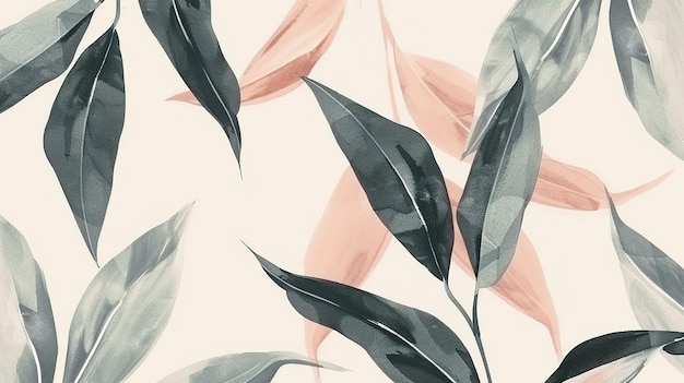 Photo leaf seamless pattern watercolor background