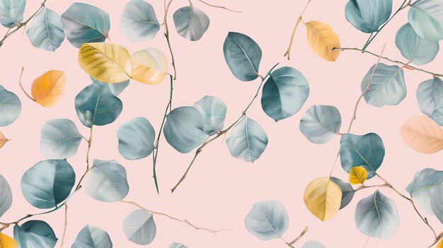 leaf seamless pattern watercolor background