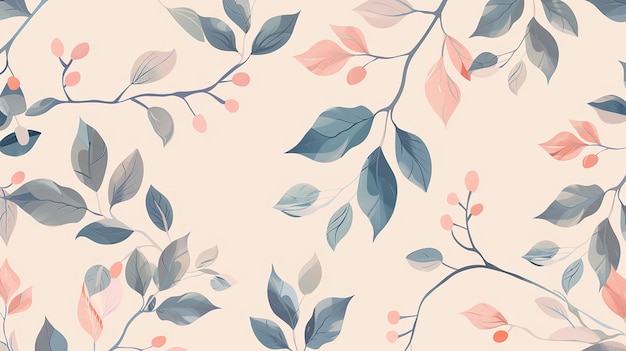 leaf seamless pattern watercolor background