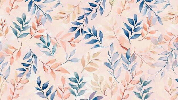 leaf seamless pattern watercolor background