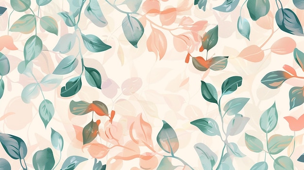 leaf seamless pattern watercolor background