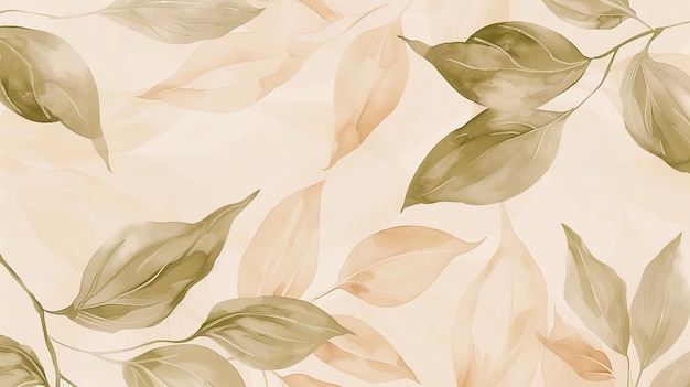 leaf seamless pattern watercolor background