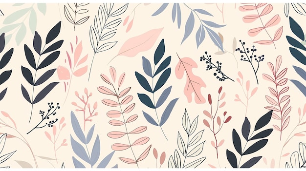 leaf seamless pattern watercolor background