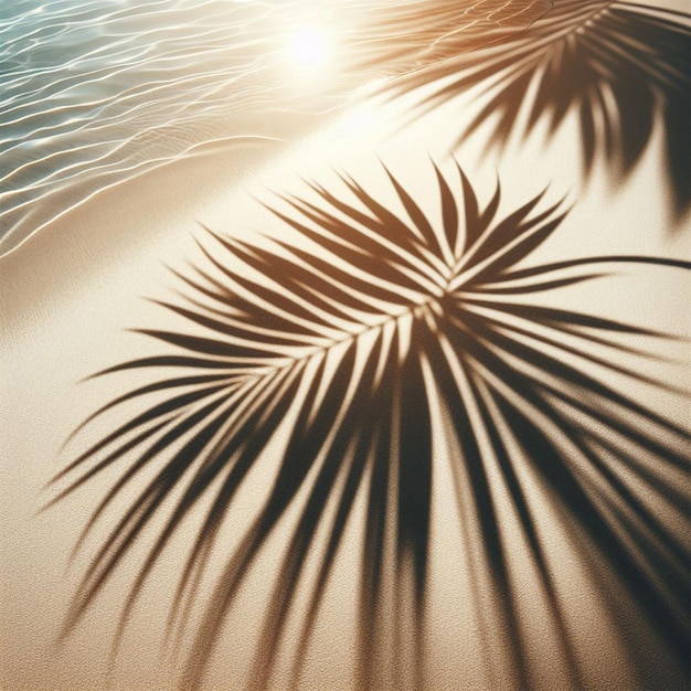 Leaf shadow on abstract white sand beach