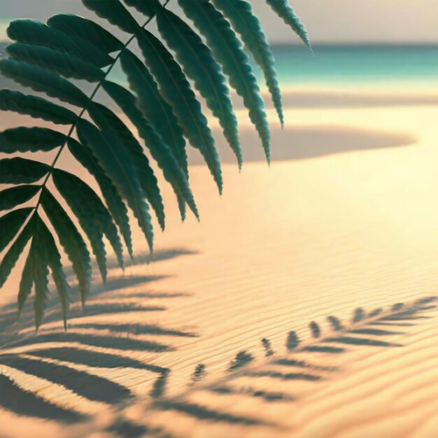 Leaf shadow on abstract white sand beach