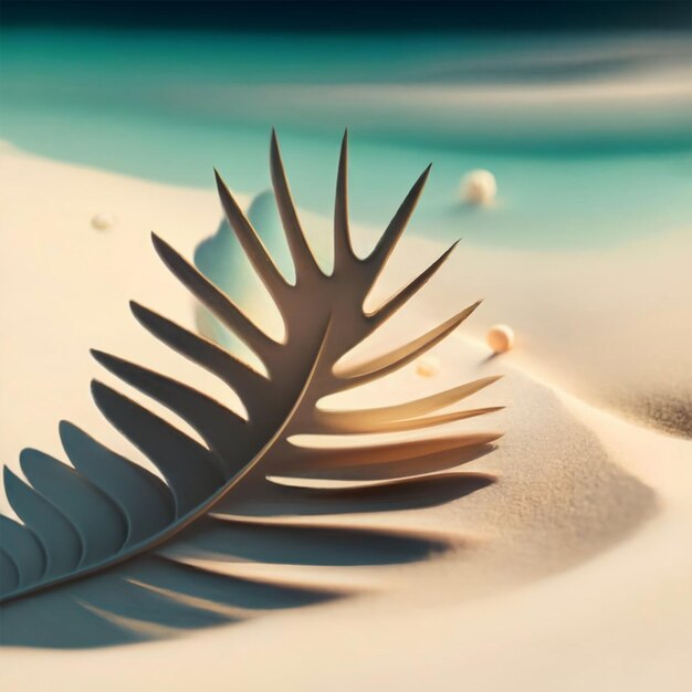 Leaf shadow on abstract white sand beach