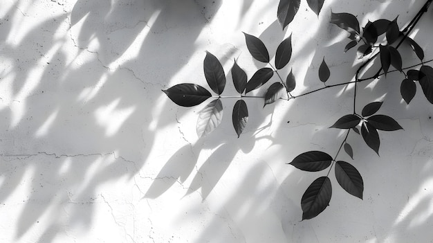 Leaf shadow and tree branch background Nature leaves tree branch light bokeh shadows sunlight sunshine shade on white wall texture for background wallpaper shadows overlay effect foliage mockup