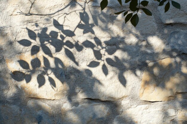 Leaf Shadows Cast on a Stone Wall