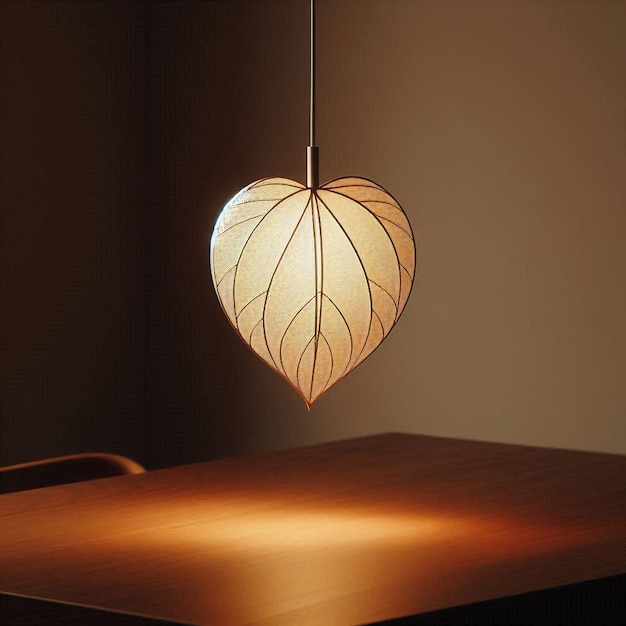 a leaf shaped light hangs from a ceiling