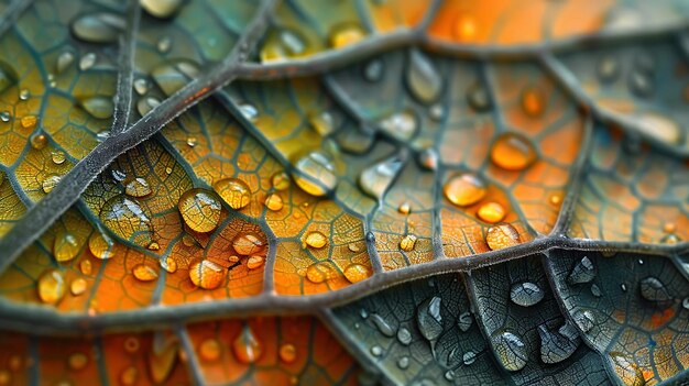 Photo leaf texture leaf background with veins and cells macro photography