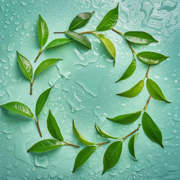 a leaf that has water drops on it