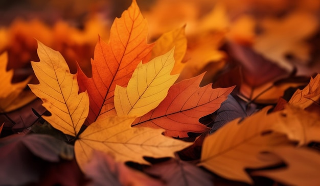 A leaf that is on a leaf that is red and yellow