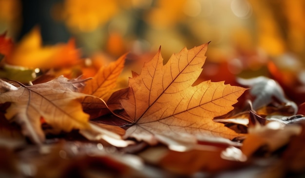 A leaf that is on a table with the word autumn on it