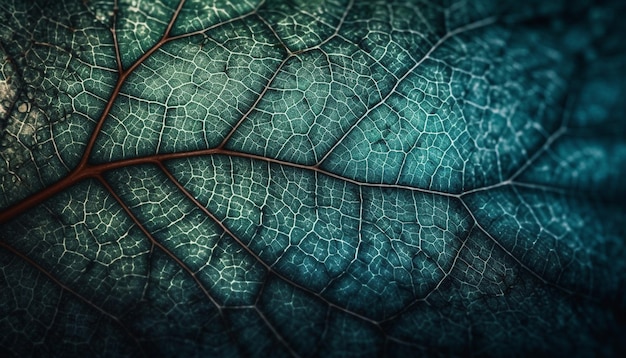 Leaf vein glows with vibrant botanical beauty generated by AI