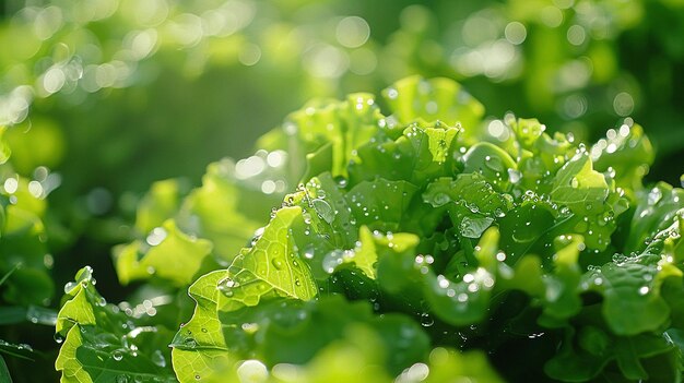 a leaf with dew drops on it