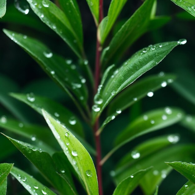 leaf with dew drops