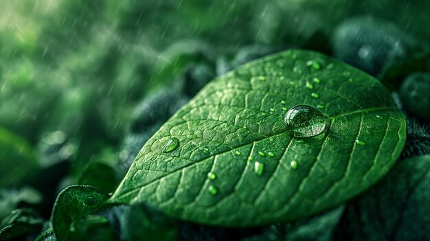 A leaf with a drop of water on it