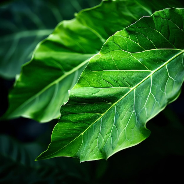 a leaf with a green background that says  close up