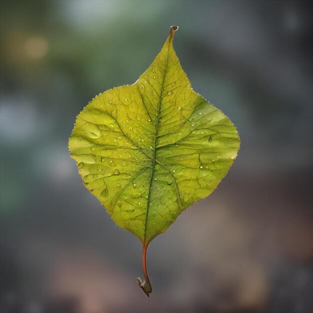 a leaf with a green background with a blurry background