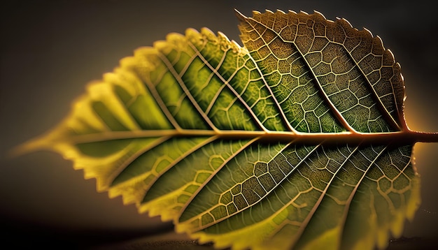 A leaf with a green leaf that has a small hole in the middle.