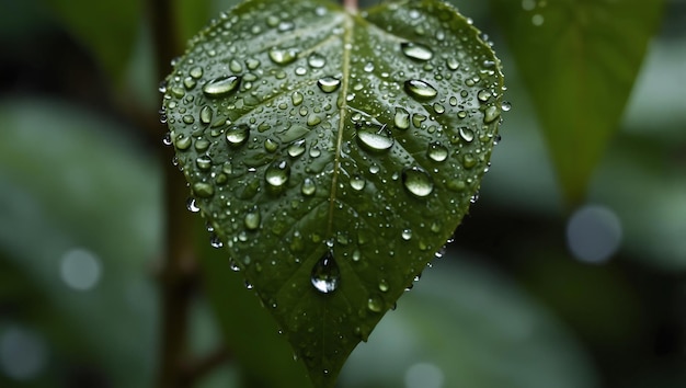 Photo a leaf with water droplets on it and the water droplets on it