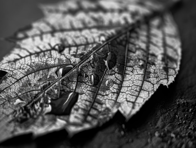 Photo a leaf with water droplets on it