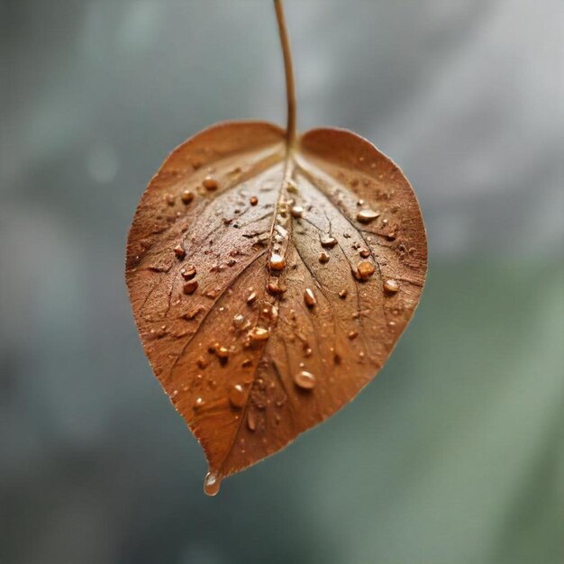 Photo a leaf with water drops on it and the rain drops on it